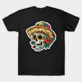 Skull wear tacos sumbrero hat - cinco de mayo T-Shirt